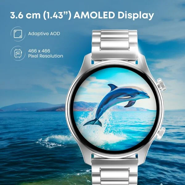 Fastrack Astor FR2 Pro Smart Watch with 3.63 cm AMOLED Display with 466*466 Pixel Resolution, AI Voice Assistant