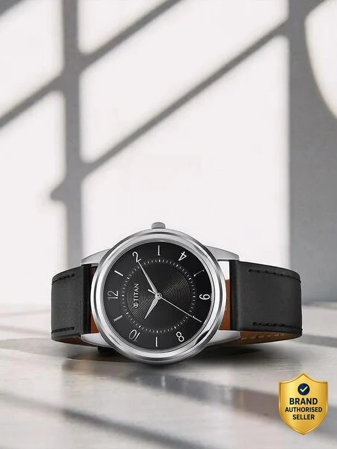 Titan Karishma Zing Analog Black Dial Leather Strap Watch for Men